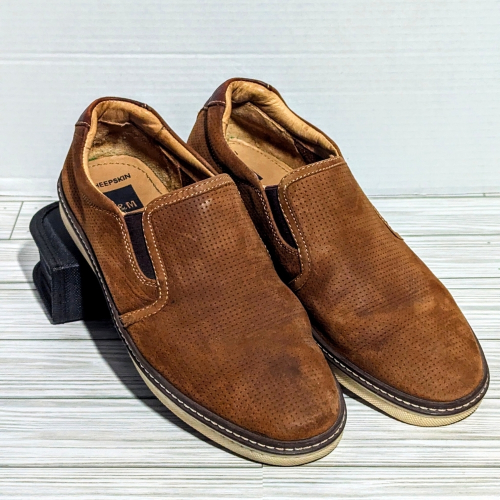 Johnston & Murphy McCuffy Slip On Dress Shoes Light Tan Oiled Full Grain Leather